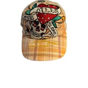 Ed Hardy Rhinestone White Hat Vintage‎ Hat Love Kills Slowly Christian Audigier